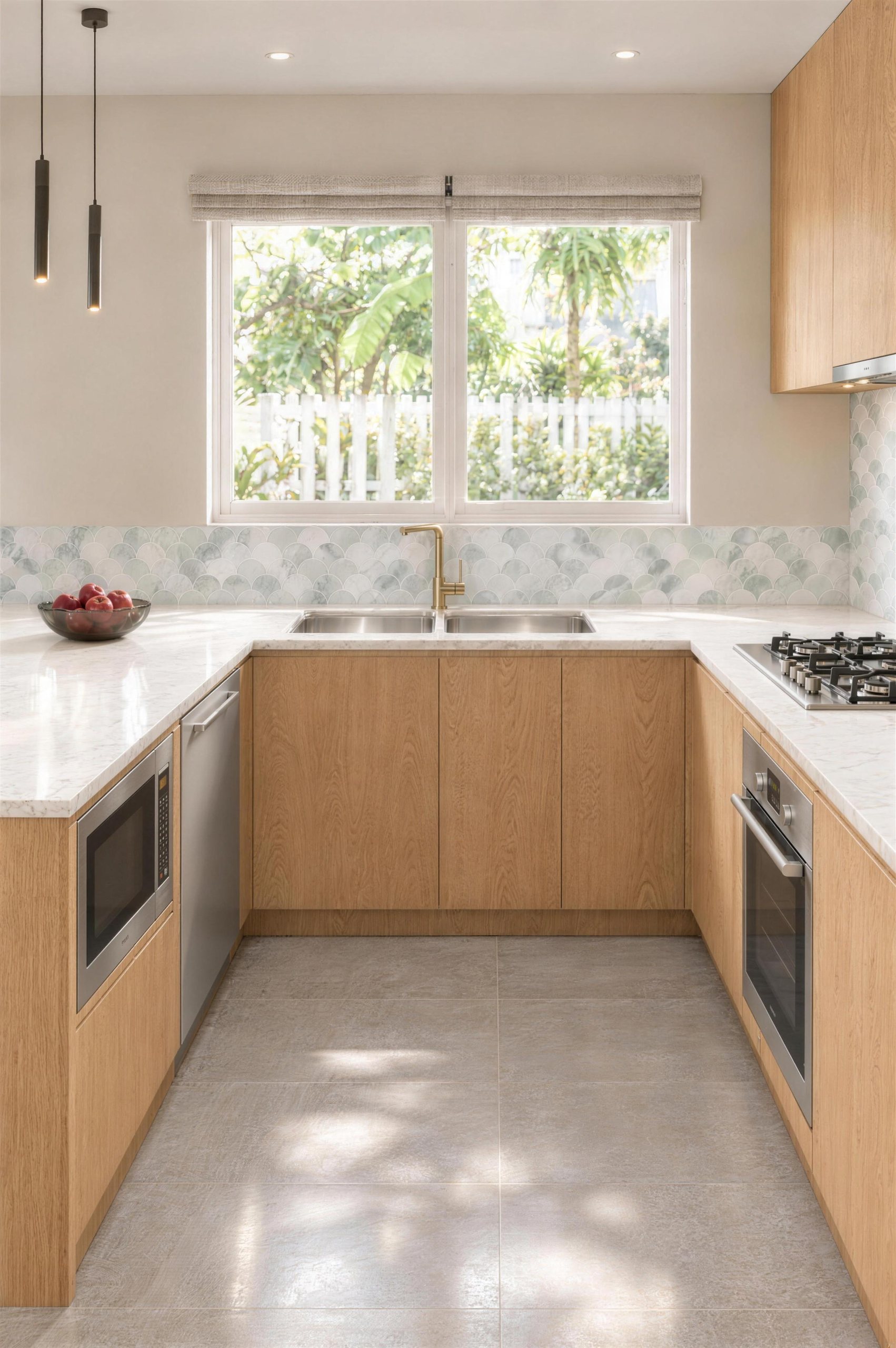 Kitchen with stone benchtops