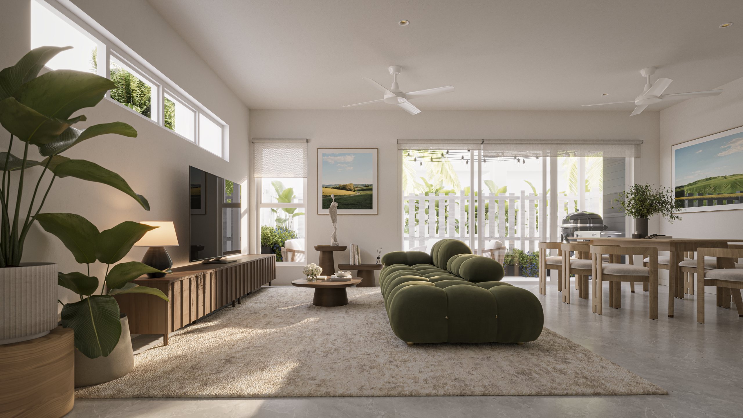 Living area connecting to private outdoor space